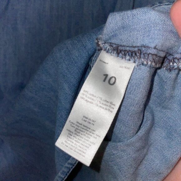 Oshkosh Bgosh Girls Denim Shirt Dress Size 10 Floral Inner Lining & Button Cuffs - Picture 5 of 6